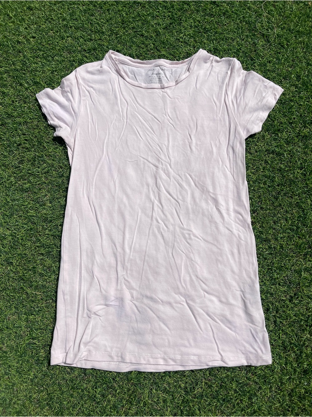 Neiman Marcus Pale Pink Short Sleeve Crewneck Tee
